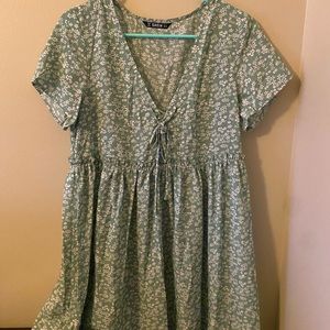 Green Floral Mini Dress